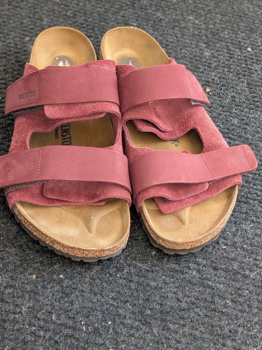Birkenstock Arizona Suede Two-Strap Sandals - Burgundy